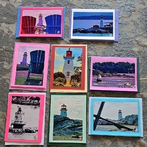 Colorful Lighthouse Greeting Card Set With Envelopes